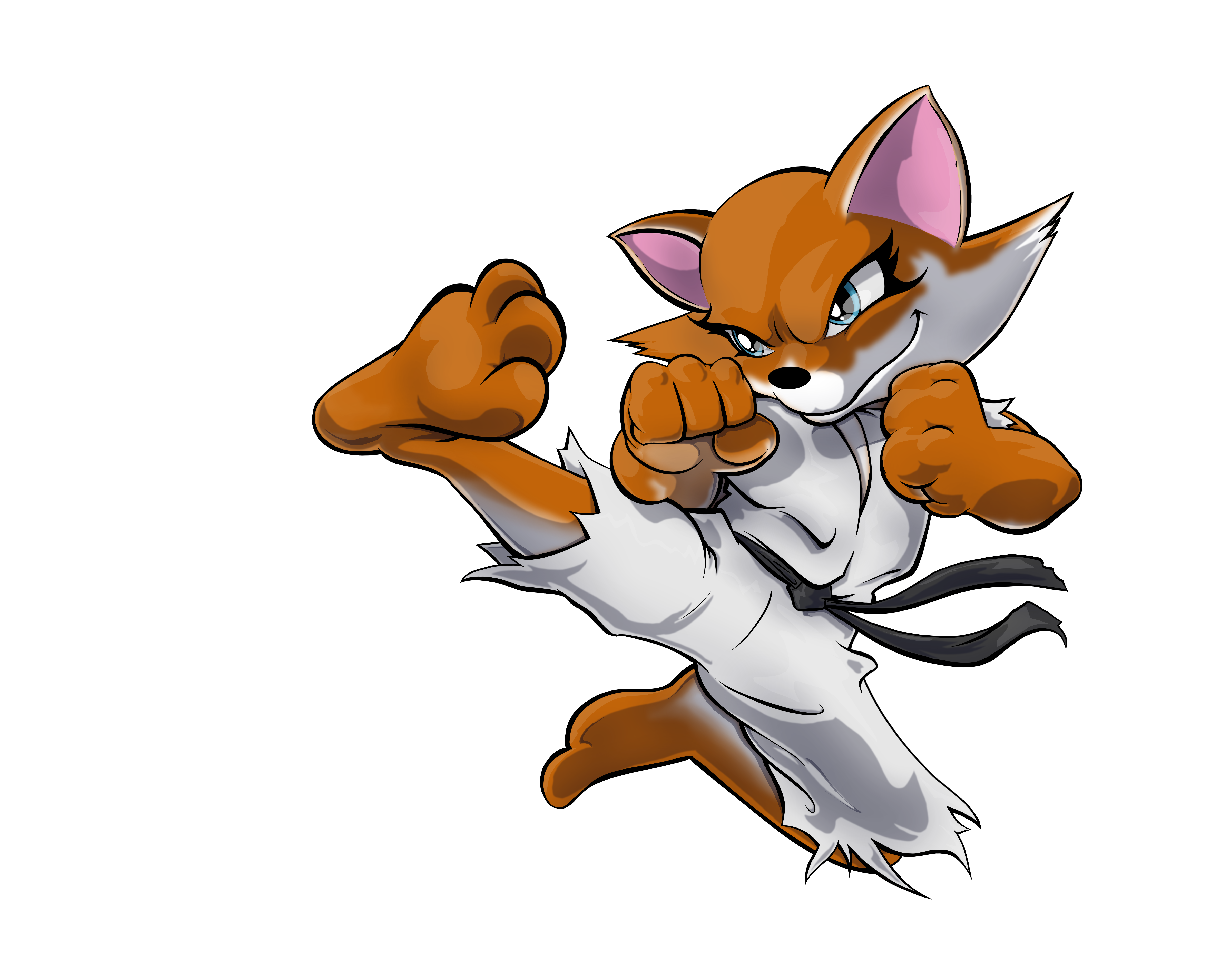 Foxie, the Fixie mascot, doing a sidekick!